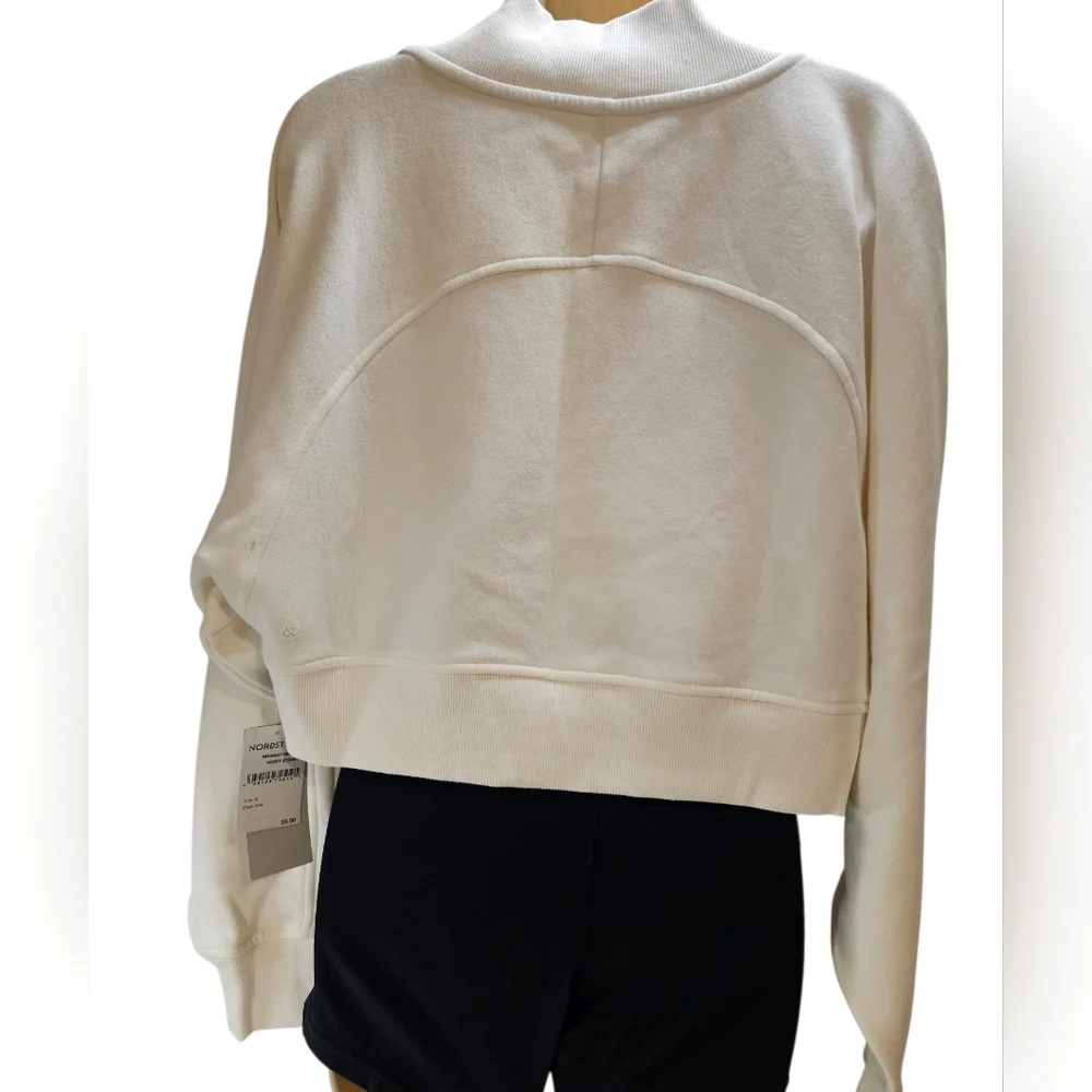 Zella Cloud Fleece Cardigan Open Front Shrug, Ivory Egret, size Medium - Picture 5 of 7